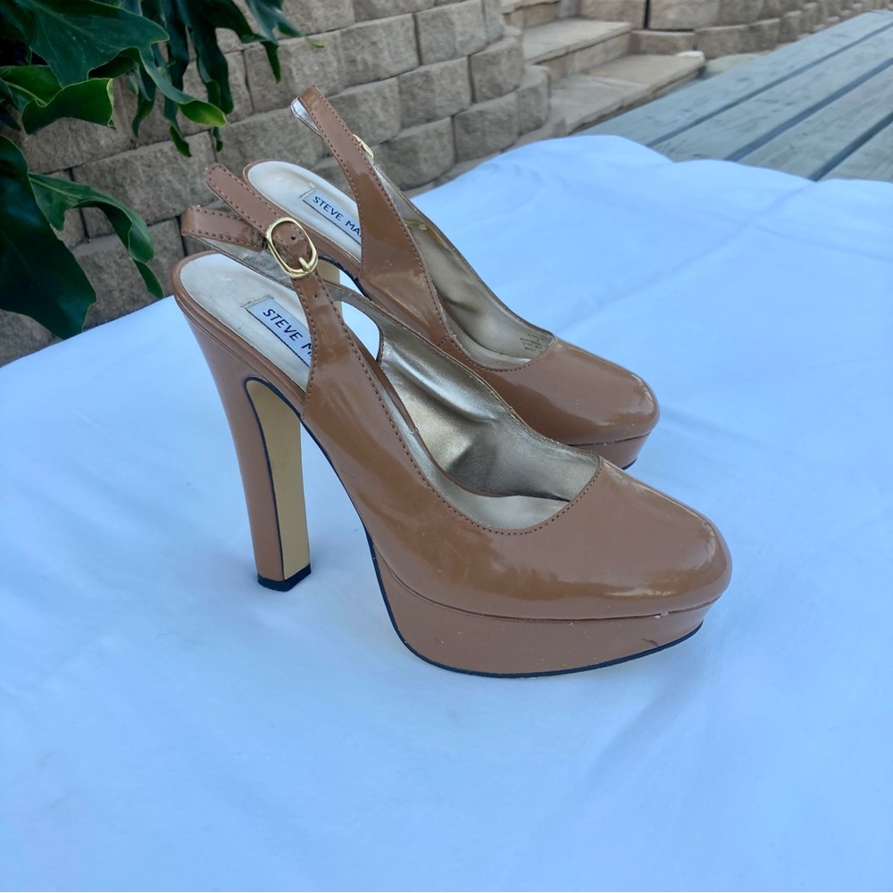 Steve Madden Tan Heels with High Thick Heel and Platform